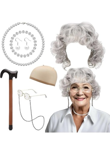 7pcs old lady costume set - old,
