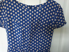 Topshop Blue And Cream Polkadot Short Tea Dress Size 10