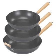 ProCook Professional Blue Steel Wok Set 25/28/32cm - 10"/11"/12.5" Open Box