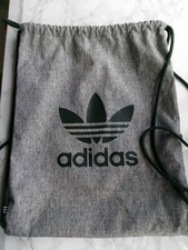Adidas Drawstring Sport Bad In Grey With Dark Green Cord And Logo.