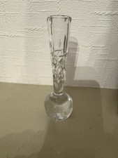 Vintage Clear Glass Patterned Single Flower Rose Vase 15cm