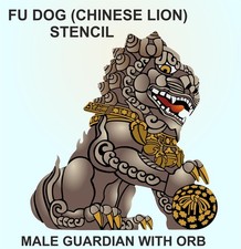 Large Fu Dog Lion STENCIL