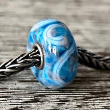Summersday Artisan Trollbeads Style Trollstone Blue Pink White Mosaic Swirl NEW