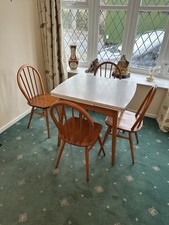 Ercol Windsor Dining Chair Set of 4 And A Retro Extendable Formica Top Table