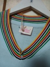 16 XL FREDDIES OF PINEWOOD KNITTED TOP JUMPER RETRO ROCKABILLY BLUE STRIPES