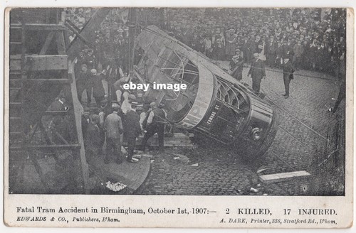 1907 postcard fatal tram - ,