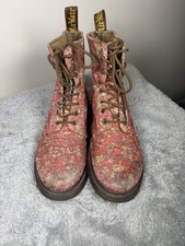 Dr Doc Martens Page Meadow Red Floral Design Boots UK Size 6