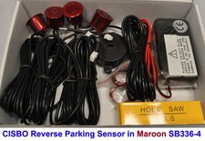 CISBO Maroon Colour Reverse Parking 4 Sensor Aid Kit Audio Buzzer Alarm 336-4