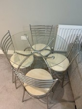 Glass Dining Table with 4 Chairs