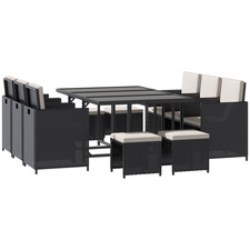 Rattan Dining Set 11pc Black