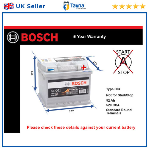 Car battery s5001 bosch 063 - battery,