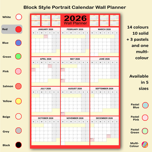 2026 year wall planner - , block