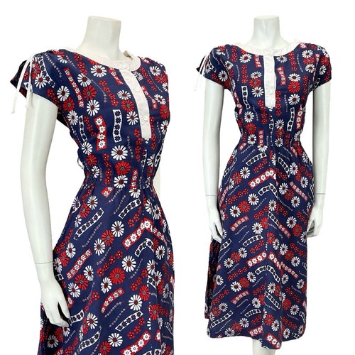 Vtg 60s navy blue red - vtg,