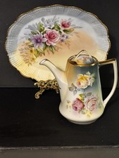 Vintage Limoges 34x27cm Hand Painted  Huge Tray/platter And  24cm Silesia Pot