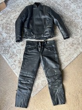 Retro JTS Motorcycle black leather jacket & trousers - 46” L