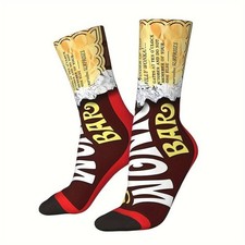 Mens Willy Wonka Bar Golden Ticket Movie Cartoon Novelty Character Socks UK 6-11
