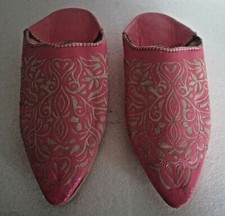  MOROCCAN LEATHER POINTED BACKLESS MULES / SLIPPERS * PINK * 