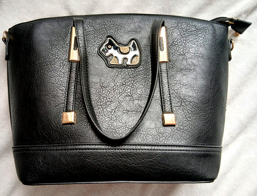 Black bag scottie dog design - black,