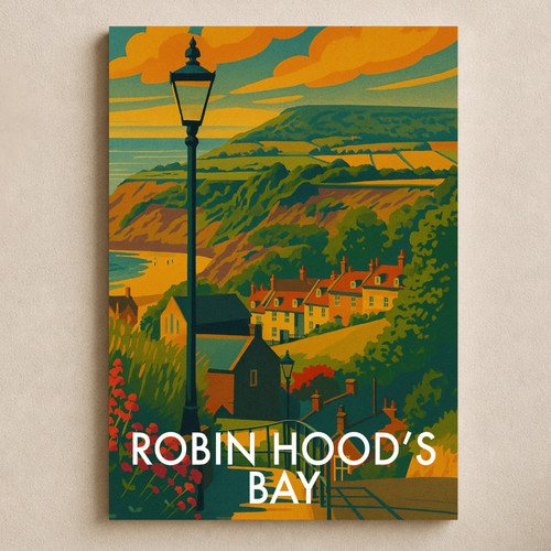 Robin hoods bay travel - bay, poster
