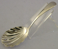 MINT ENGLISH STERLING SILVER SCALLOPED BOWL TEA CADDY SPOON 1904 ANTIQUE