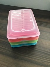 set of 4 lakeland fridge food storage trays for meat and cheese etc. hardly used