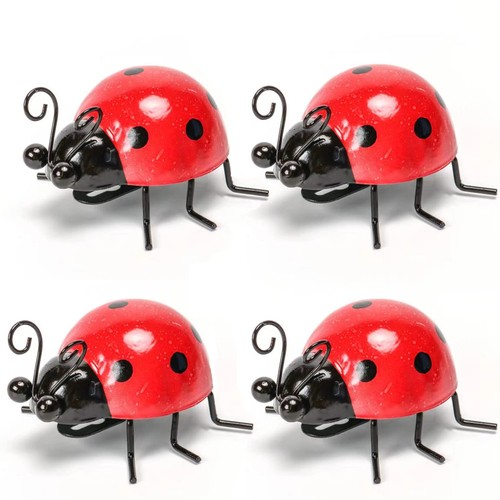 4pc metal ladybugs - metal, garden