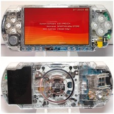 Sony PSP 3000 Console - CLEAR Skeleton ? With New Battery, Charger & Memory Car