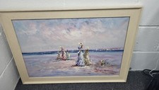 Marie Charlot Ladies at the Beach Original Signed Large Oil Painting- Canvas. PS