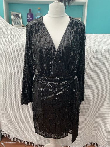 Women black sequin wrap - black,