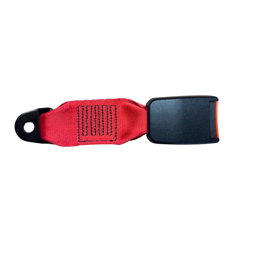 Red webbed seat - belt, buckle