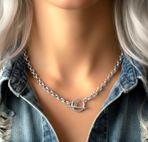Silver bar necklace - t-bar,
