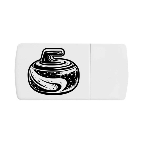 Curling stone pill box with - 'curling,