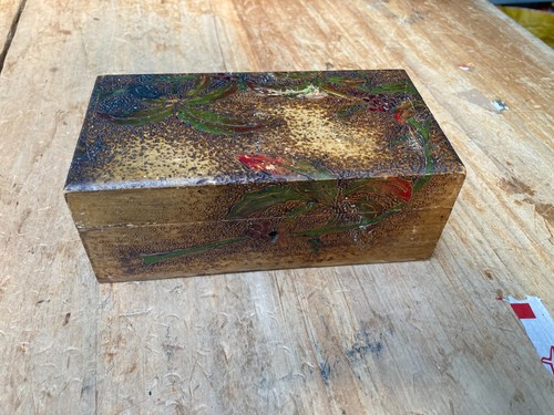 Brown wooden box - brown, compartments