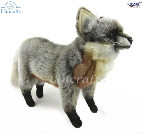 Grey fox standing 7864 soft - grey,