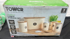 Tower 5 Piece Storage Set with Bread Bin, Biscuit Tin (BOX DAMAGED)