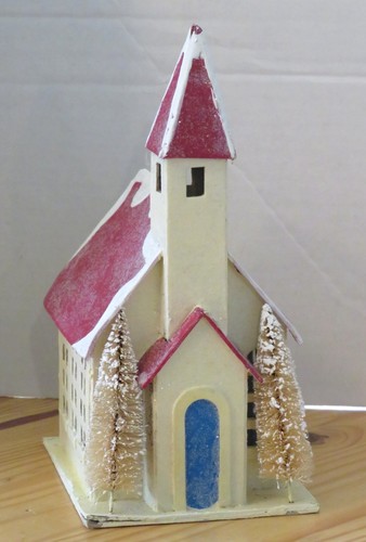 Vintage large red white putz - large,