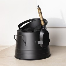 Alder Coal Bucket with Shovel Iron Black Shovel Holster Traditional Style Metal