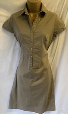 Military Utility Cargo Khaki Green 14 V Neck Collared Semi Fit Pilot Y2K Dress