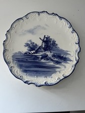 Antique French Blue & White Porcelain Ornate Wall Plate 30cm