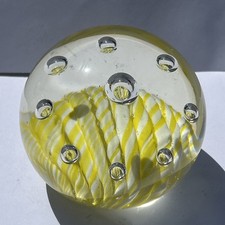 Vintage Art Glass Yellow White