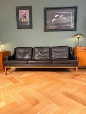 Vintage Black Leather Sofa