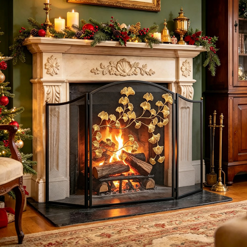 Foldable fireplace screen - foldable, with