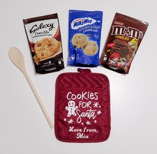 Personalised Cookies For Santa, Xmas Eve Baking, With Wooden Spoon & Cookie Mix