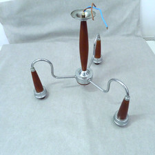 Art Deco Chrome & Wooden 3 Arm