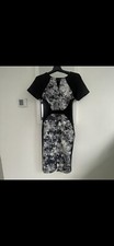 Amy Childs Body Con Dress Floral Black/White Size 8