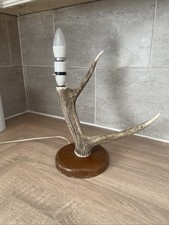 Authentic Antler Lamp With Wooden Base Tested Works Perfectly