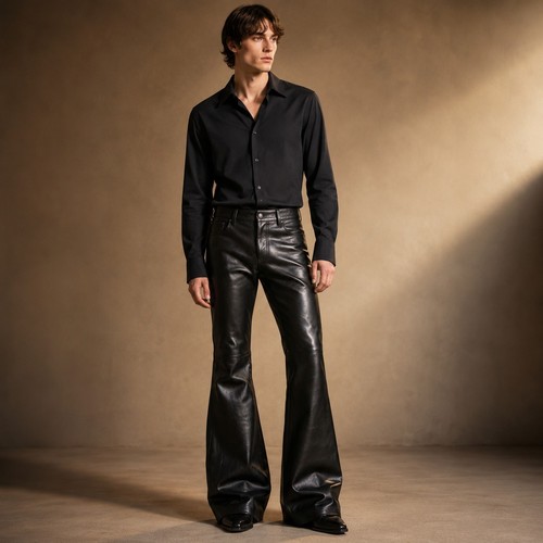 Men black lambskin leather - lambskin,