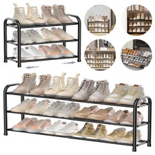 Expandable Shoe Rack, 3-Tier Metal Small Shoe Rack Adjustable Shoe Racks Storage