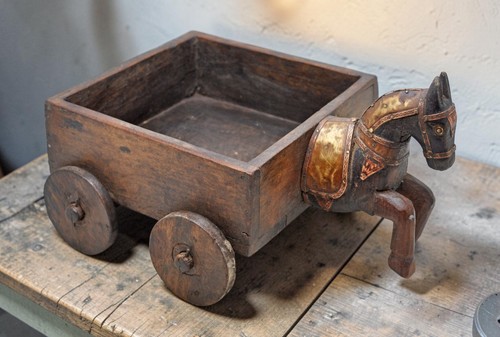 Vintage wooden horse - wooden, on