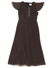 FRANK USHER Womens Maxi Dress UK 12 Medium  Black Spotted Polyester CZ05